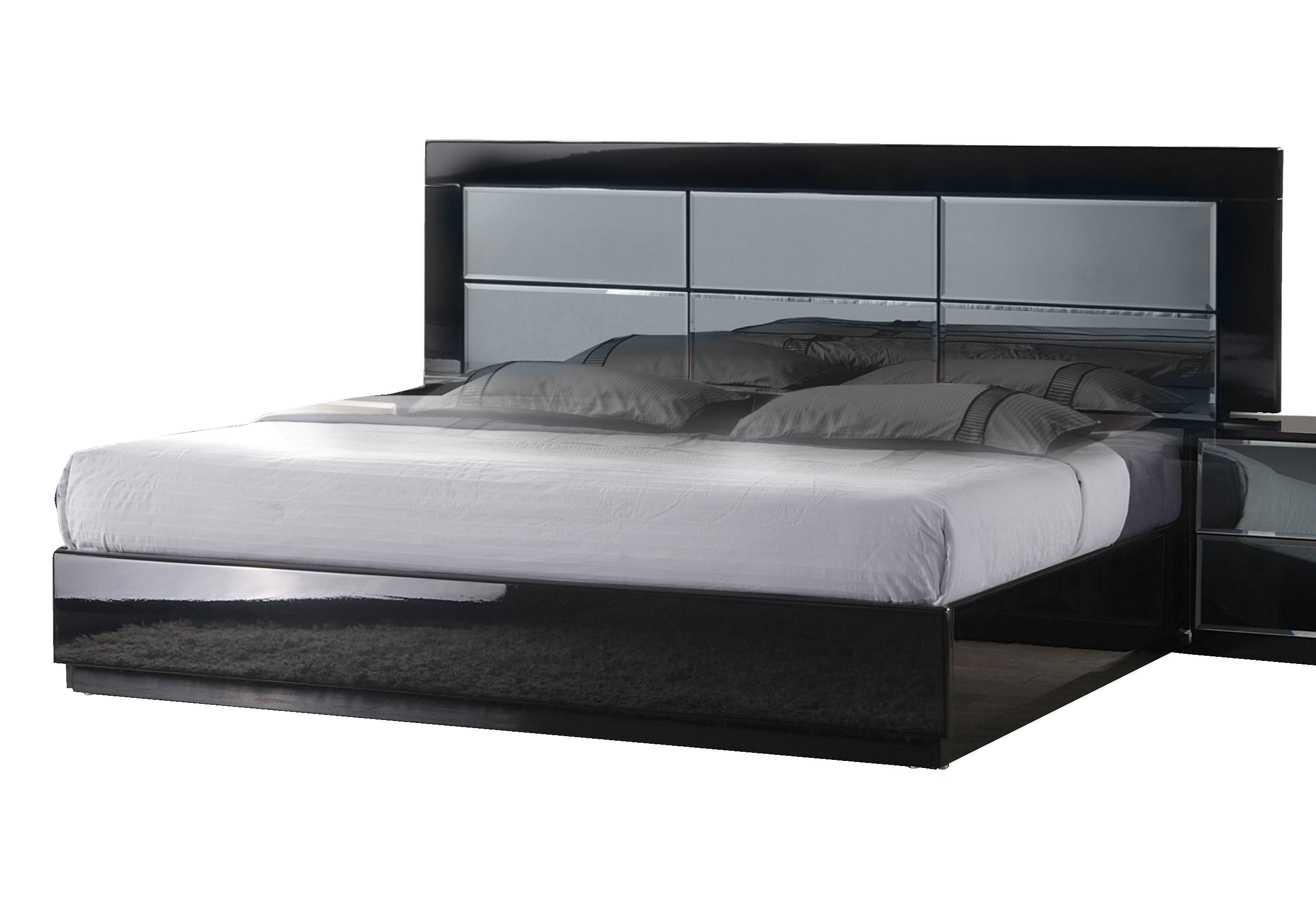 

    
High Gloss Black with Mirror Queen Size Bed Venice by Chintaly Imports

