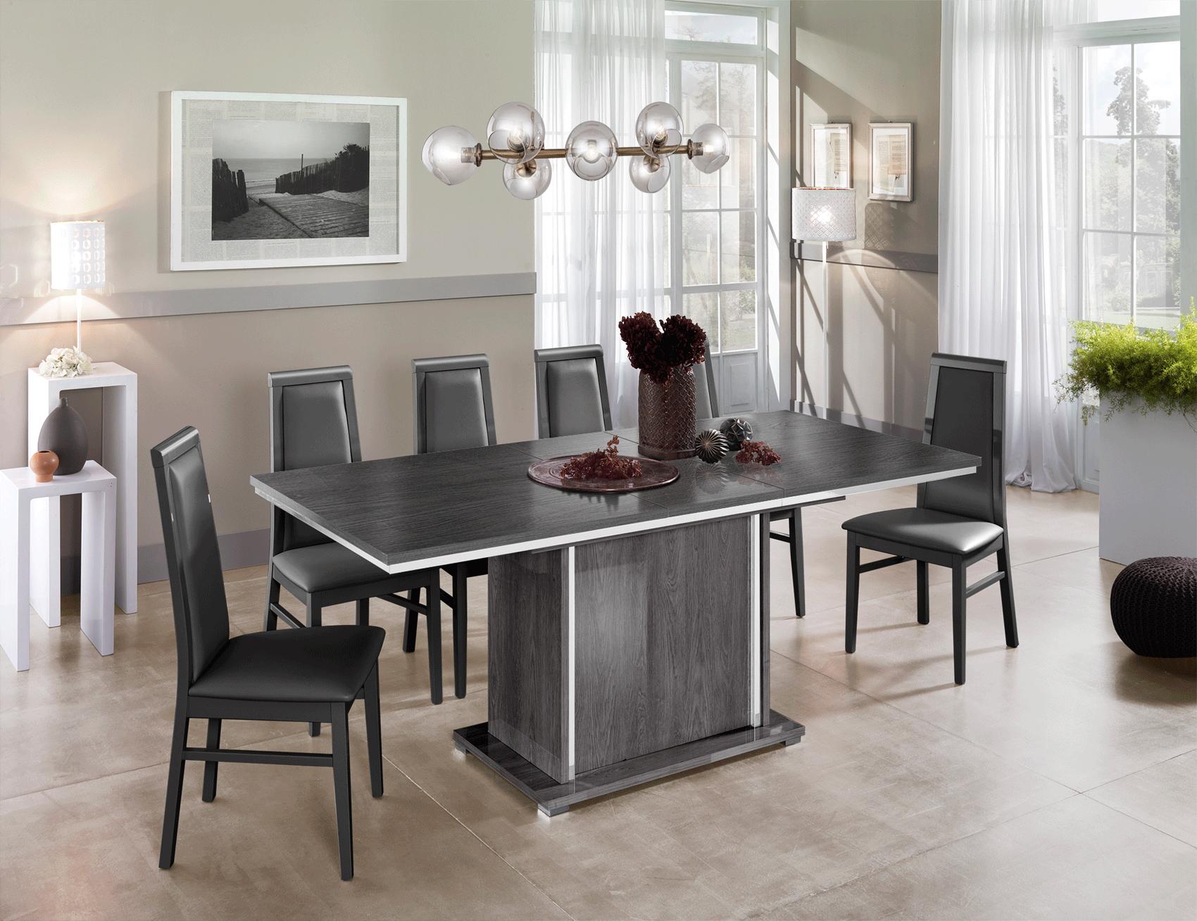 

    
High Gloss Lacquer Antracite Finish Dining Set 7Pcs Modern ESF Oxford
