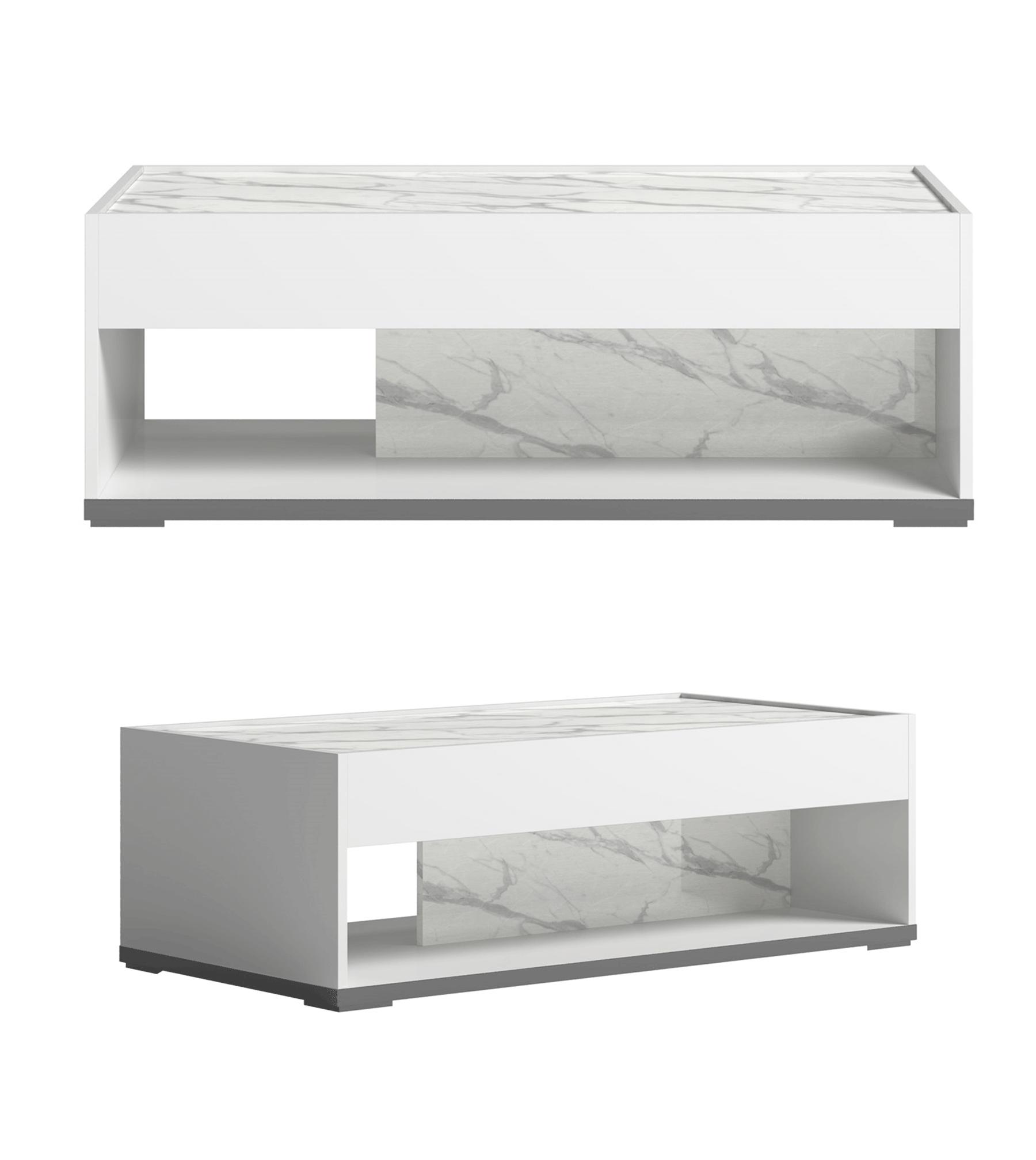 

    
Albie High Gloss Lacquer White Marble Like Coffee Table Modern Made in Italy
