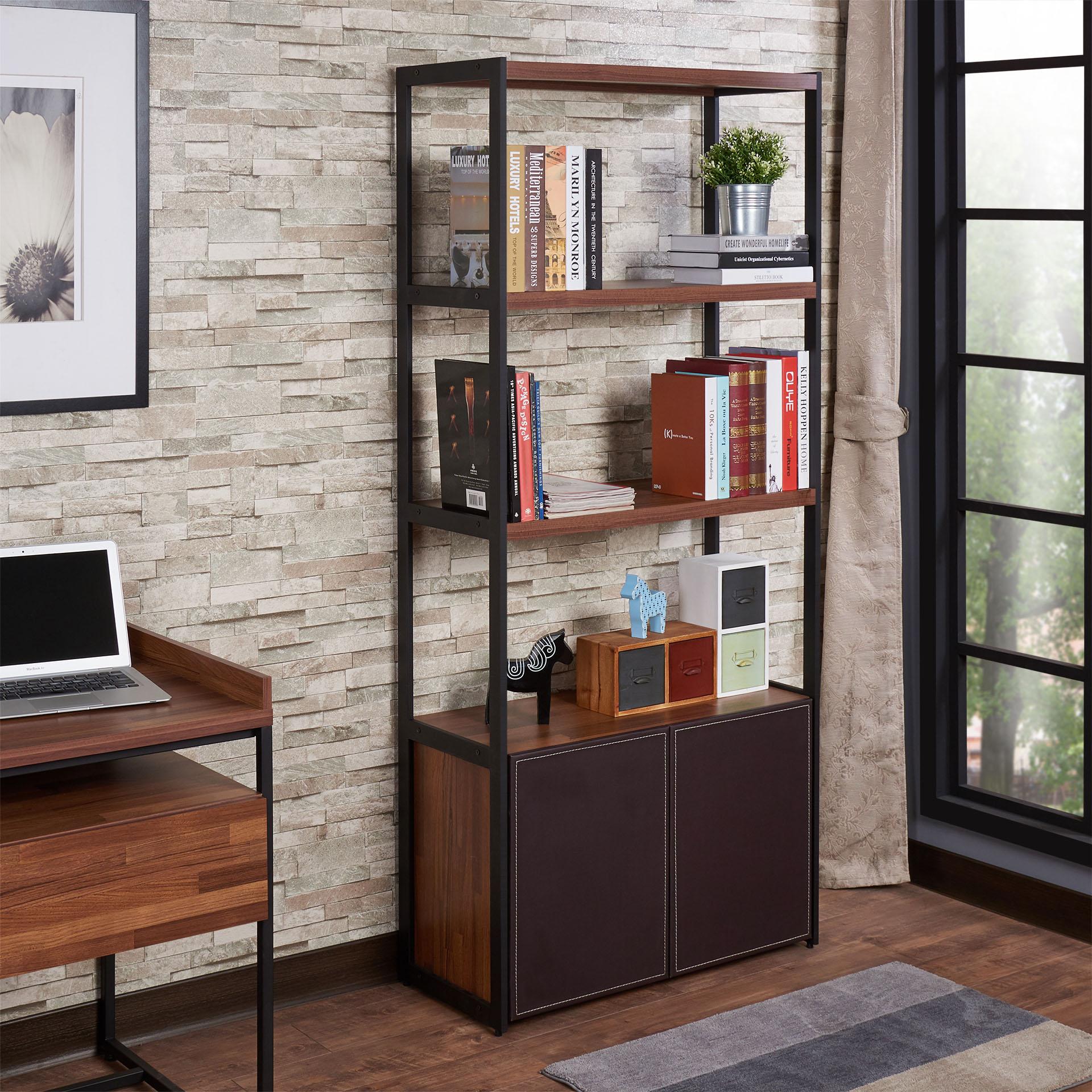 

    
Home Office Bookcase Walnut & Sandy Black 92442 SARA Acme Industrial Modern
