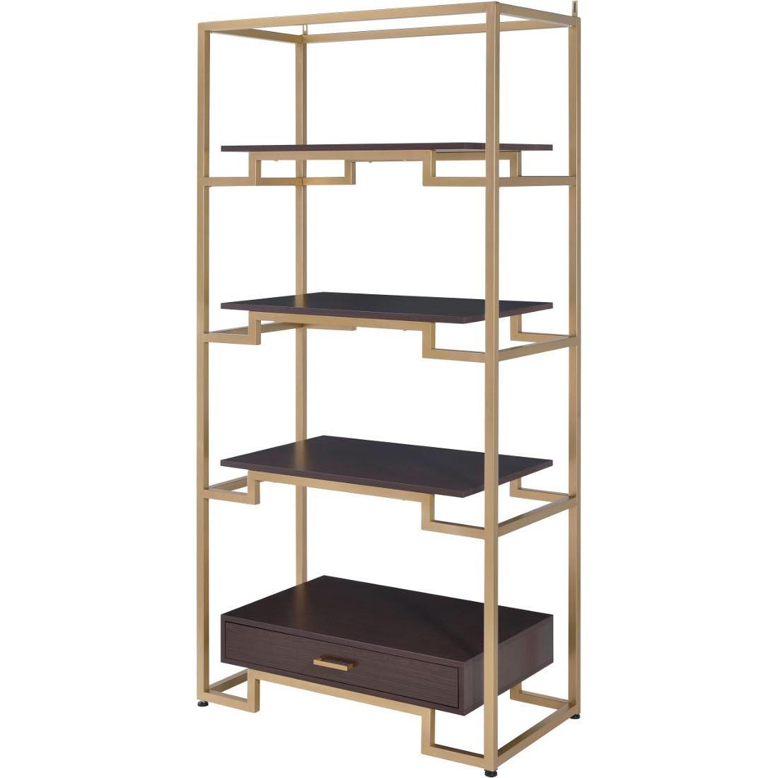 

    
Contemporary Gold & Clear Glass Bookshelf by Acme Yumia 92787
