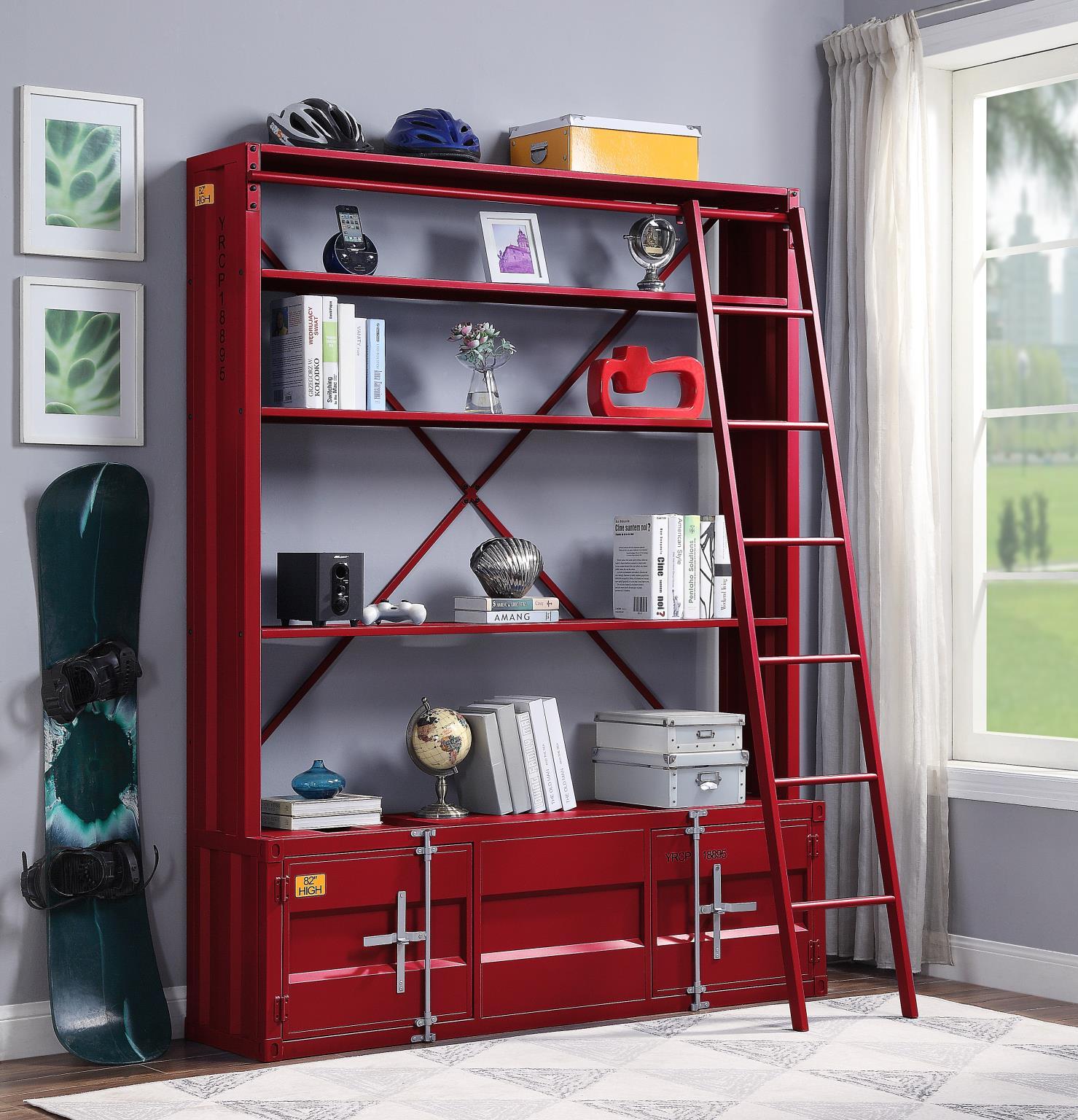 

    
Home Office Bookshelf & Ladder Cargo Red Cargo 39897 Acme Industrial Modern
