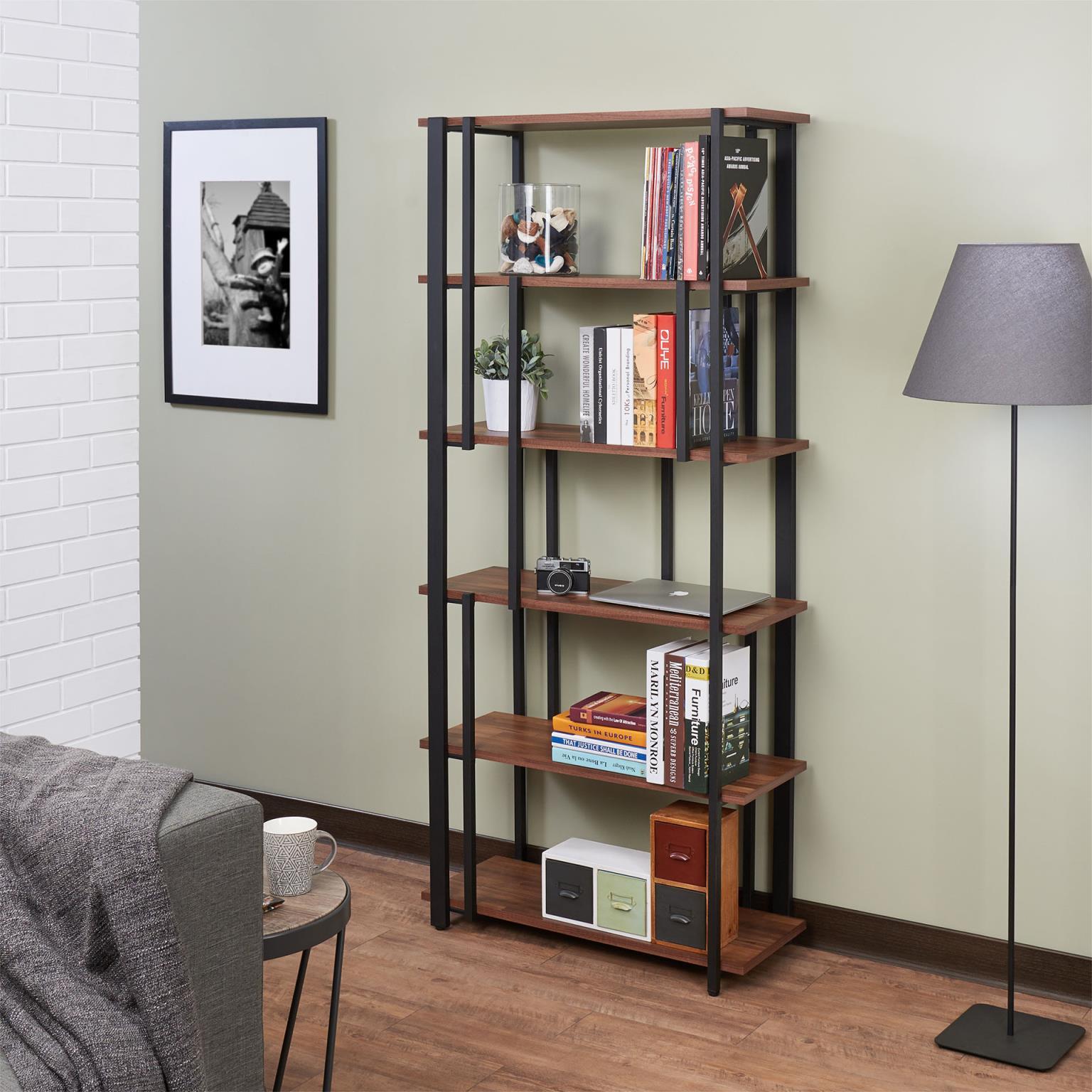 

    
Home Office Bookshelf Walnut & Sandy Black 92406 SARA Acme Industrial Modern
