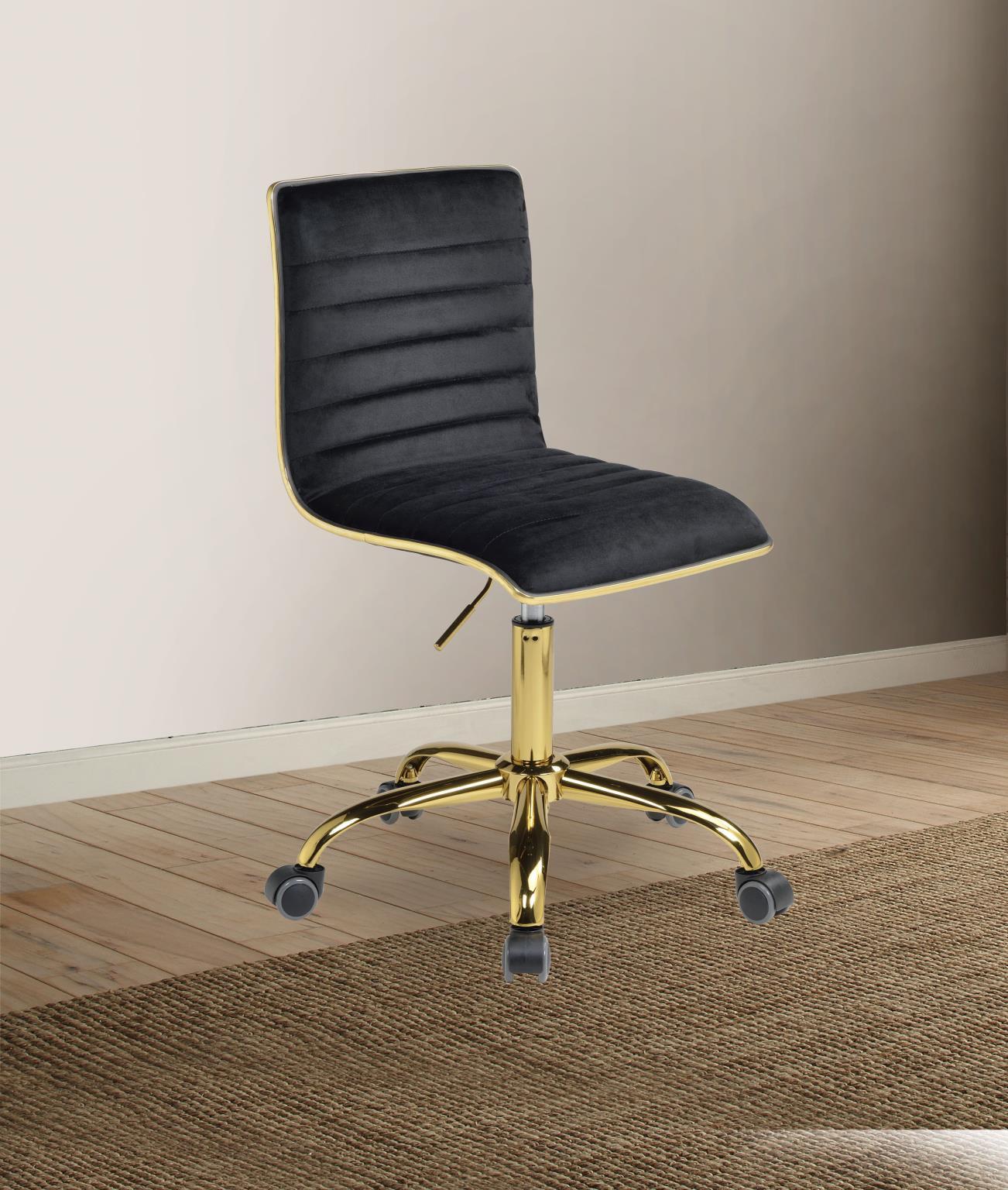 

    
Home Office Chair Black Velvet & Gold Alessio 92516 Acme Contemporary Modern
