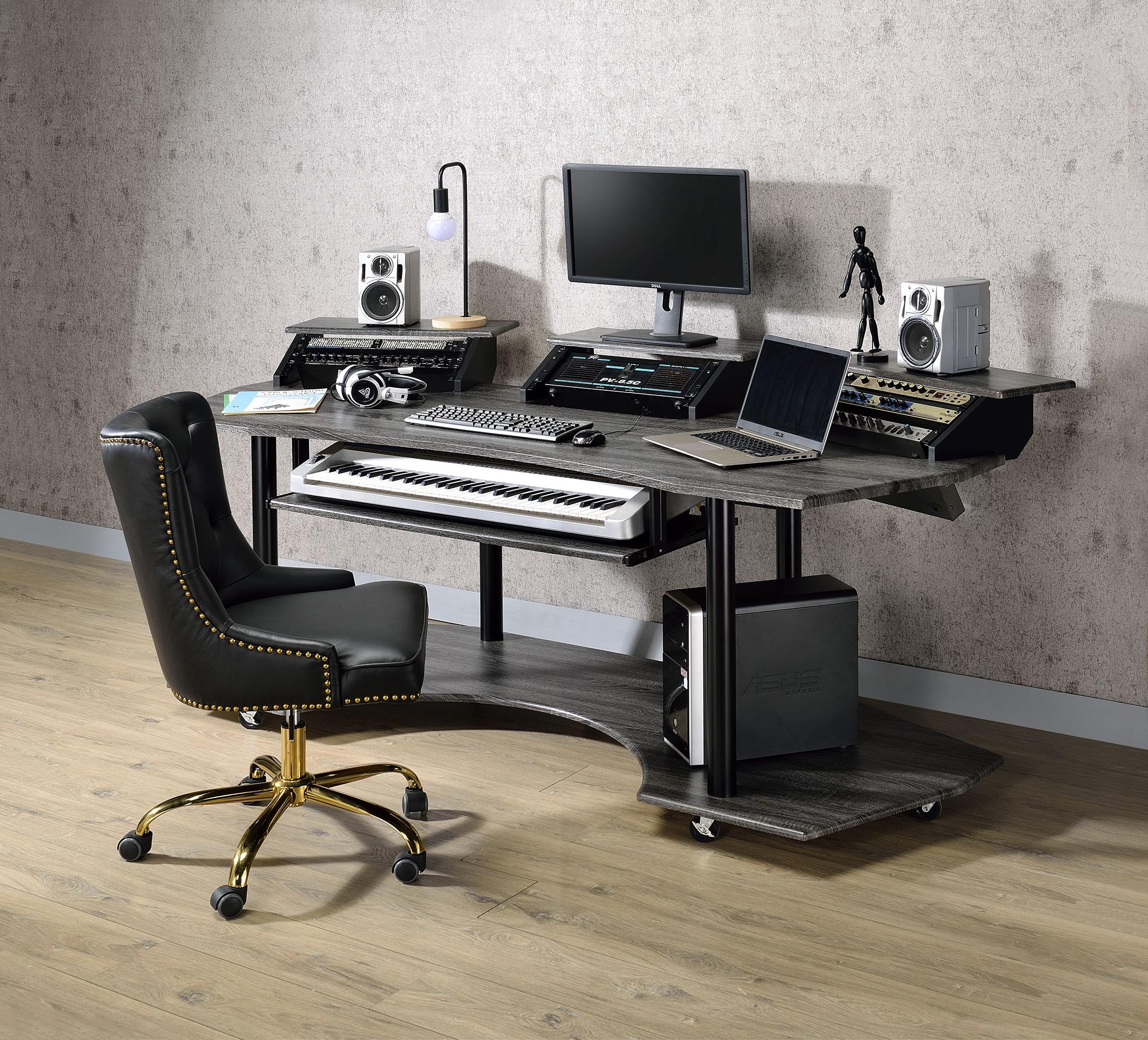 

    
Contemporary Computer  Desk w/ 3 Stands Black Oak Eleazar by Acme 92895 Eleazar
