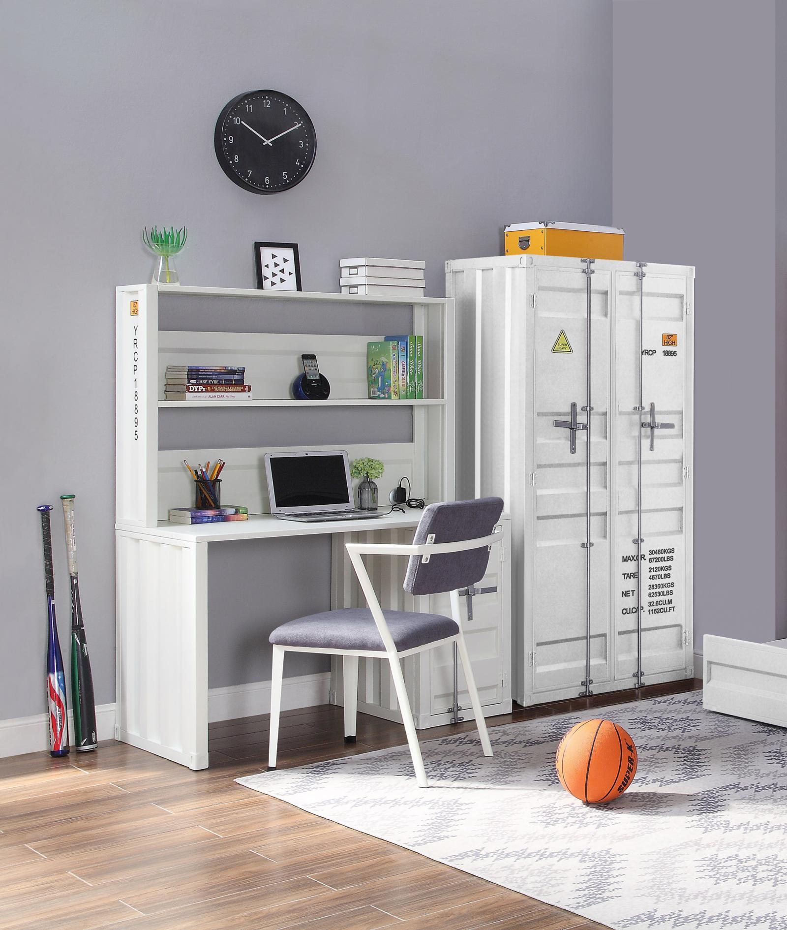 Contemporary, Modern Desk with Chair Cargo 37887-2pcs in White 