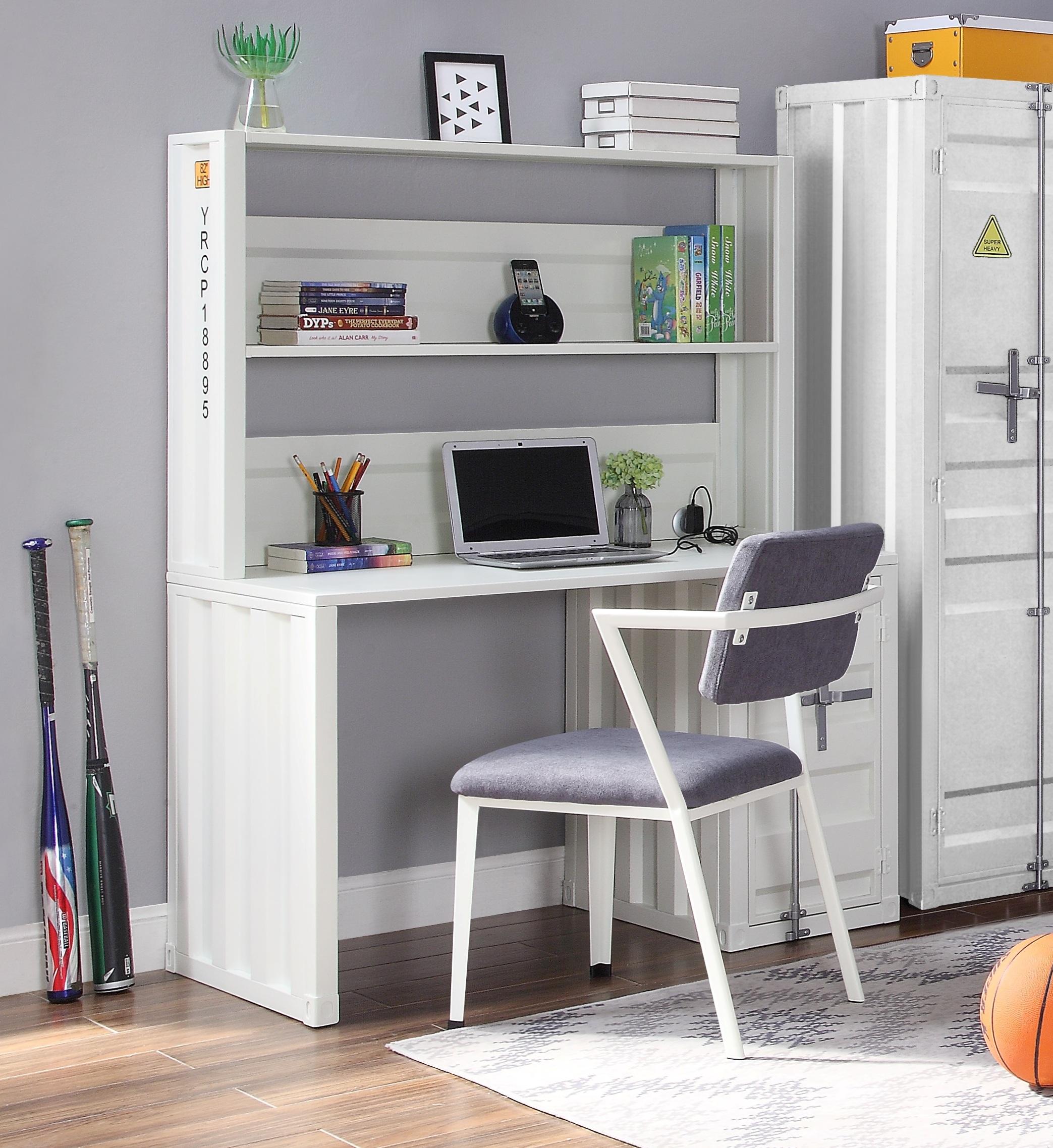 

    
Home Office Desk & Hutch Set 2Pcs Cargo White 37887 Acme Industrial Contemporary
