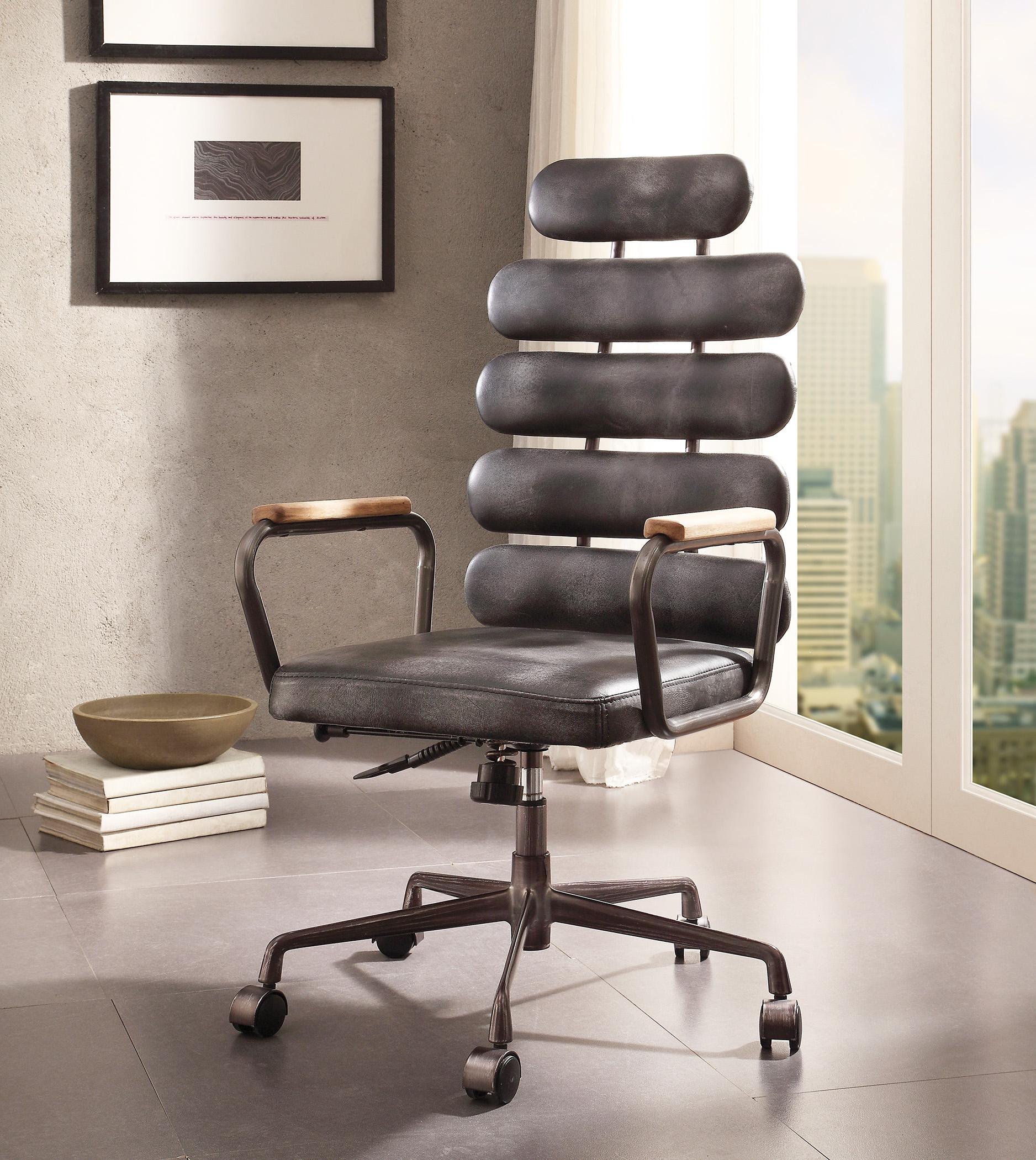 

        
Acme Furniture Brancaster-Calan-92025-92107 Home Office Set Metal/Gray/Black Top grain leather 0840412161971
