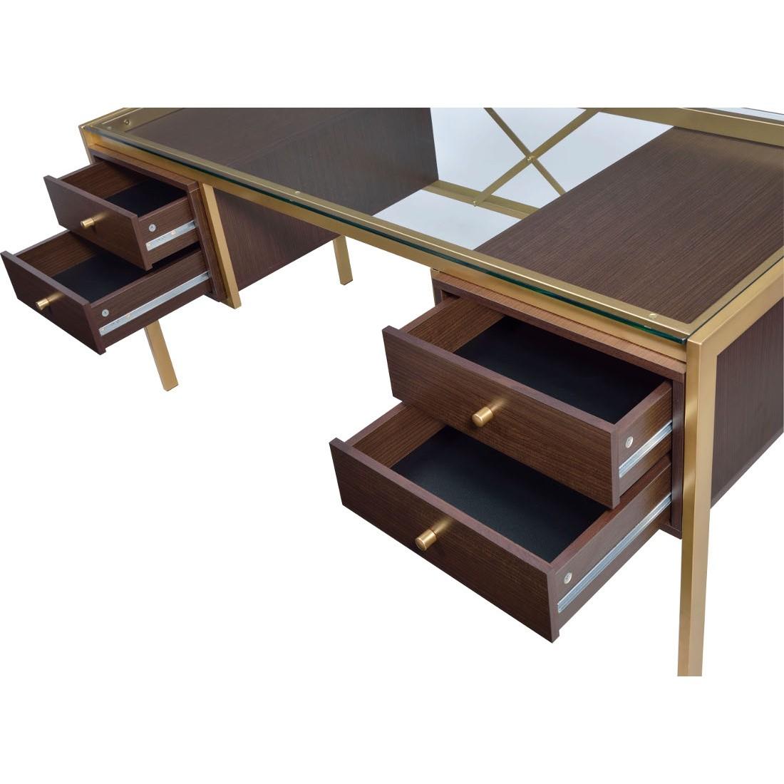 

                    
Buy Home Office Set Gold & Clear Glass Writing Desk + Bookshelf by Acme Yumia 92785
