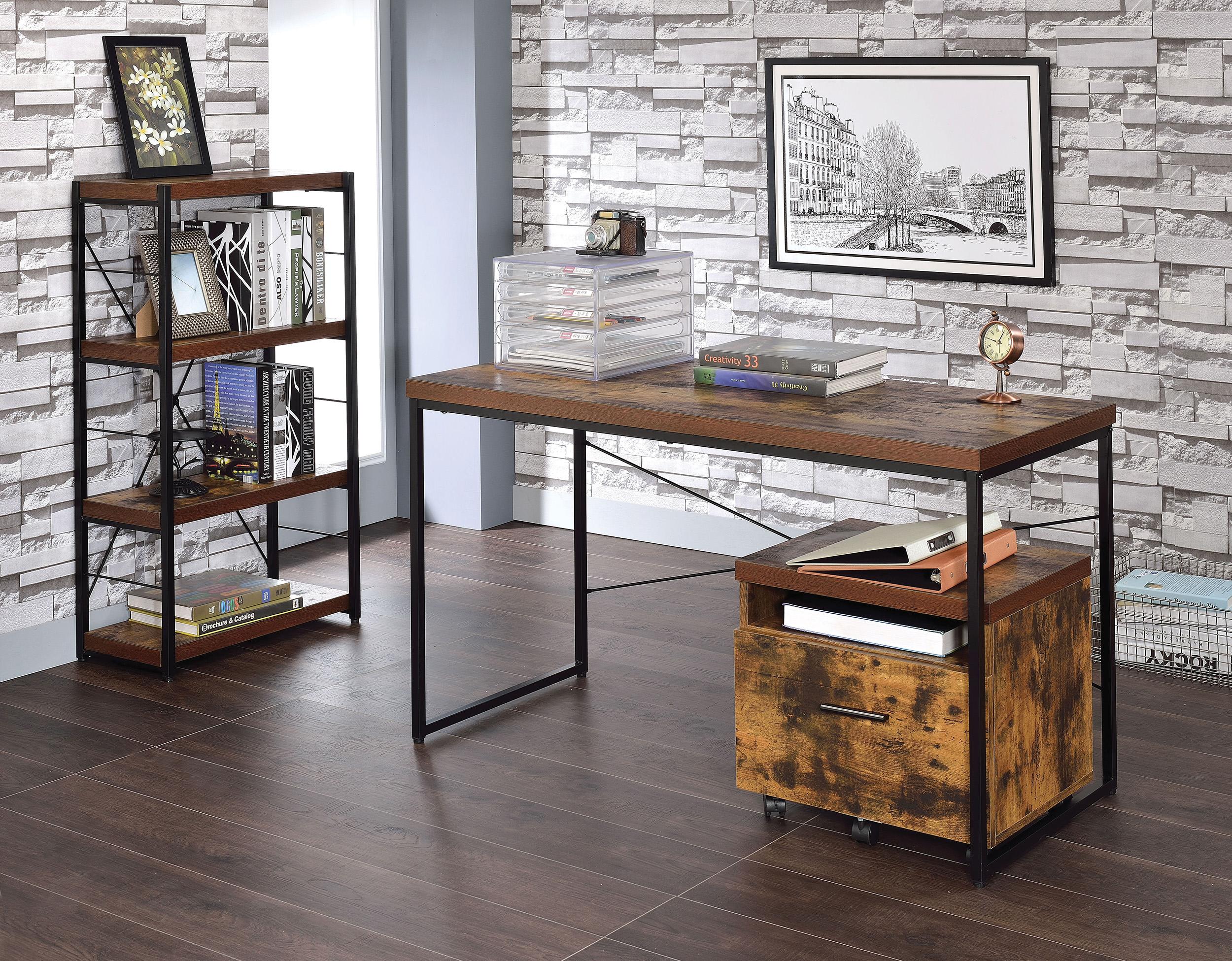 

    
Home Office Set 3Pcs Weathered Oak & Black 92396 Acme Industrial Contemporary

