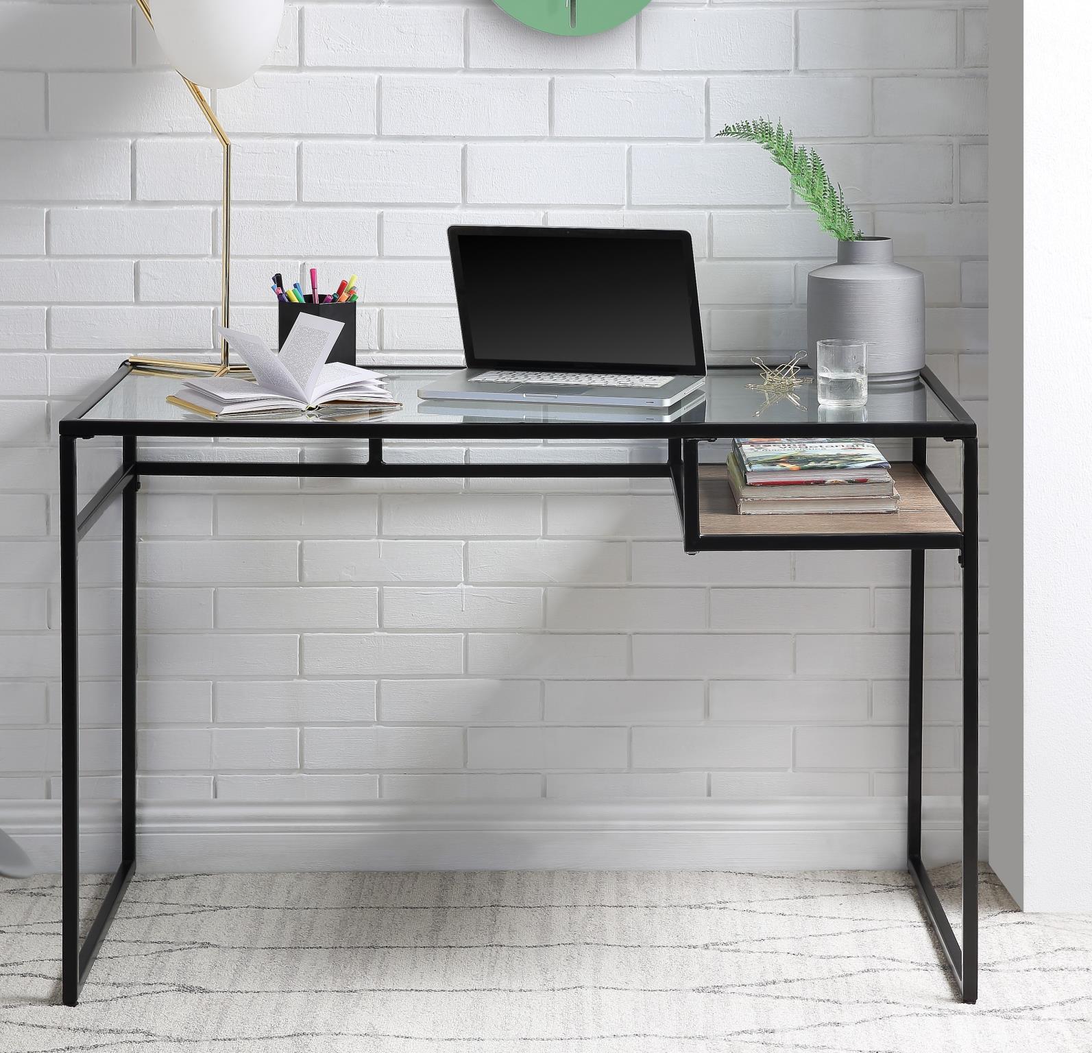 

    
Home Office Writing Desk Black & Glass Yasin 92580 Acme Industrial Modern
