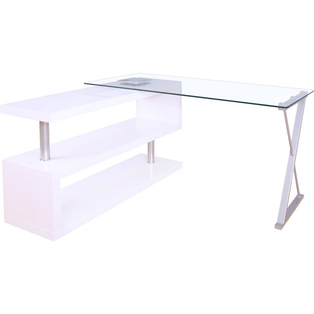 Contemporary, Modern Writing Desk Buck Buck 92368 in Chrome, White 