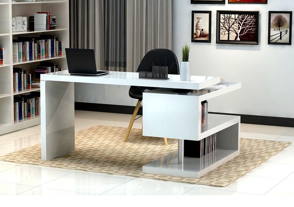 

    
Home Office Writing Desk Glossy White & Steel Modern J&M A33
