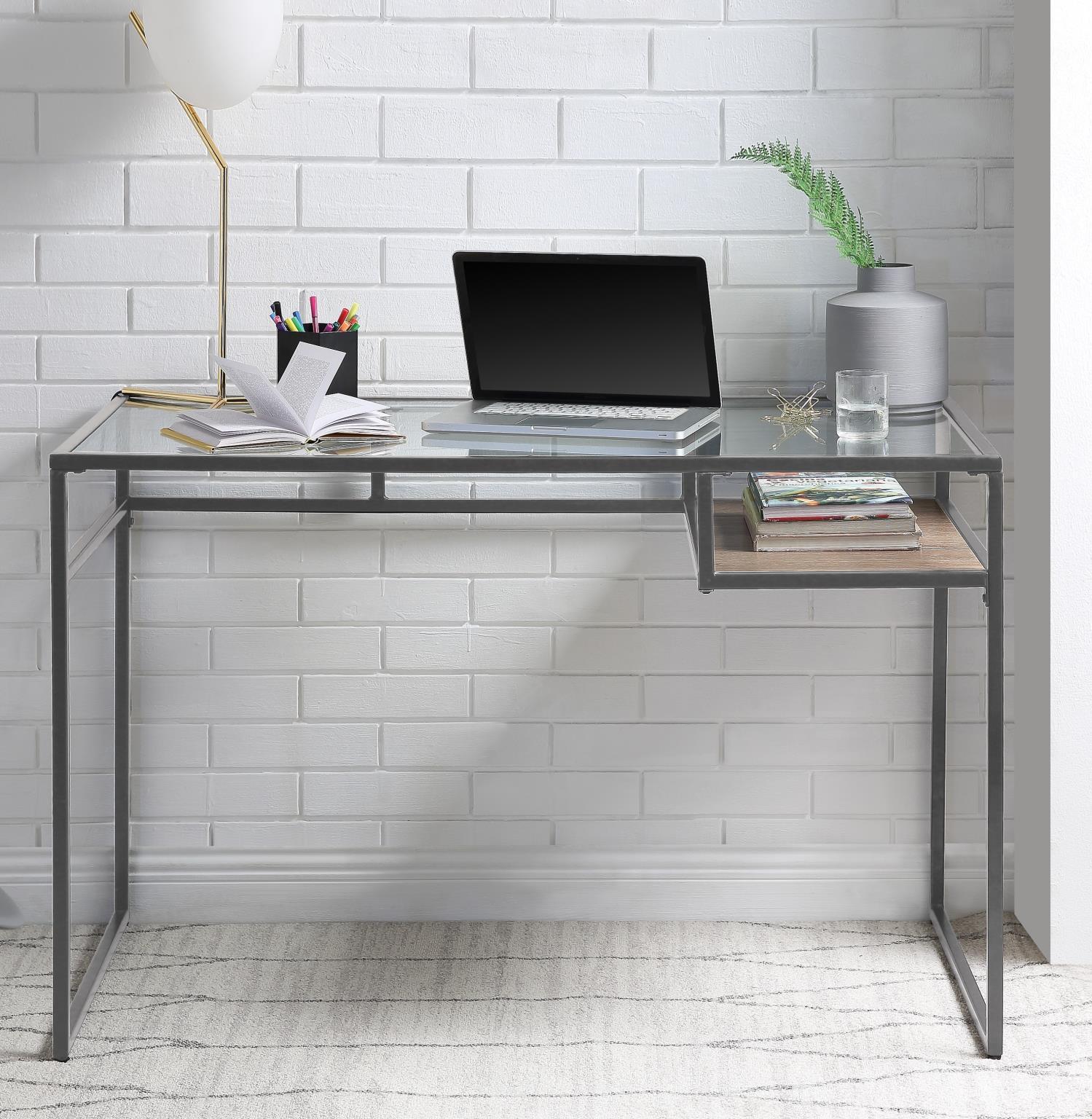 

    
Home Office Writing Desk Gray & Glass Yasin 92588 Acme Industrial Modern

