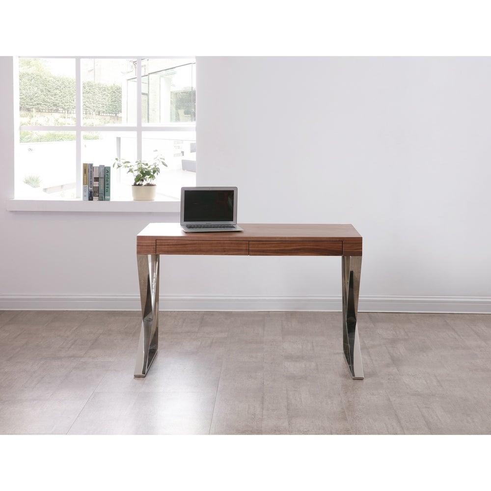

                    
Buy Home Office Writing Desk Walnut & Chrome Noho J&M Contemporary
