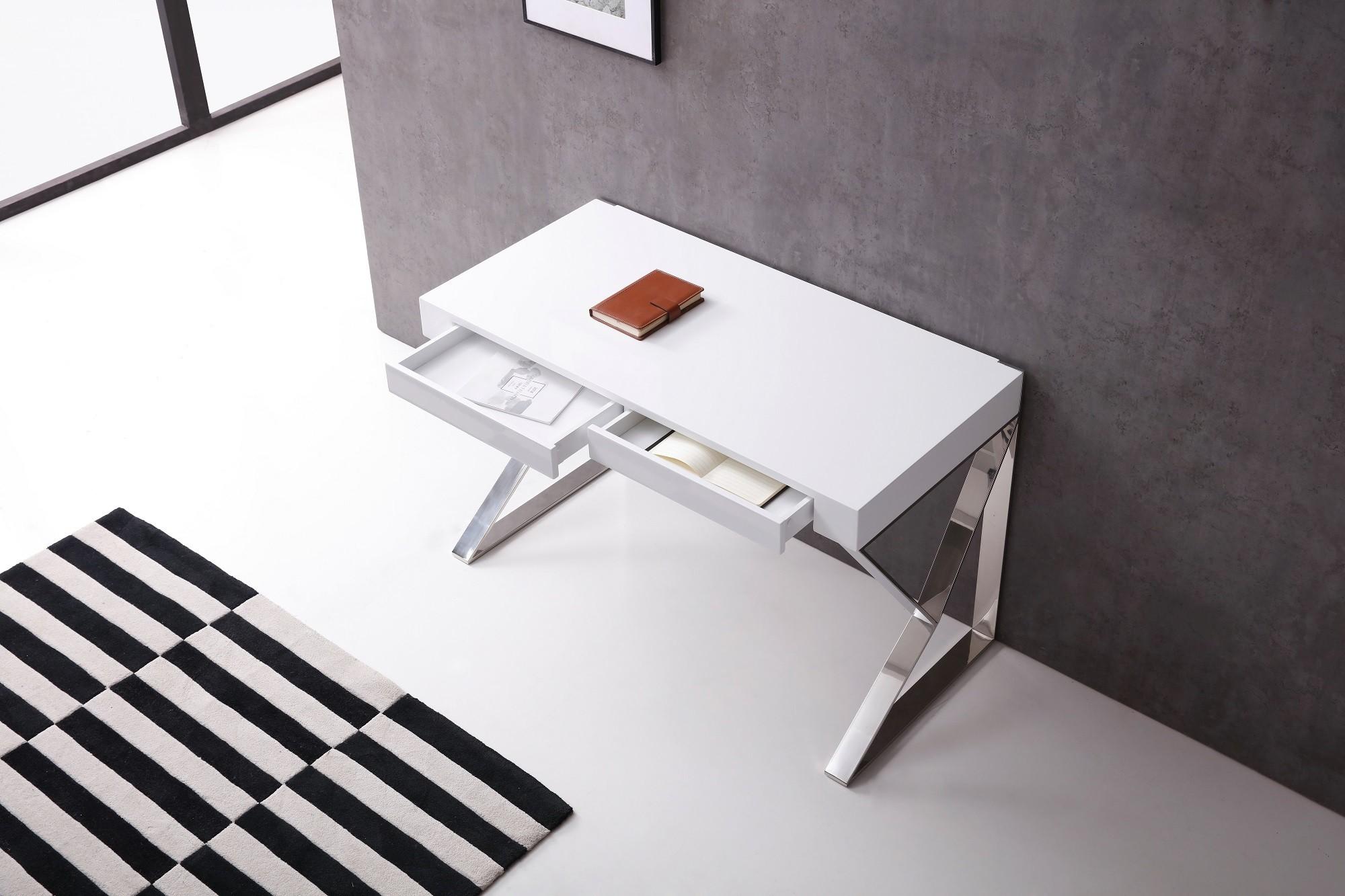 

    
17112-WH Home Office Writing Desk White & Chrome Noho J&M Contemporary
