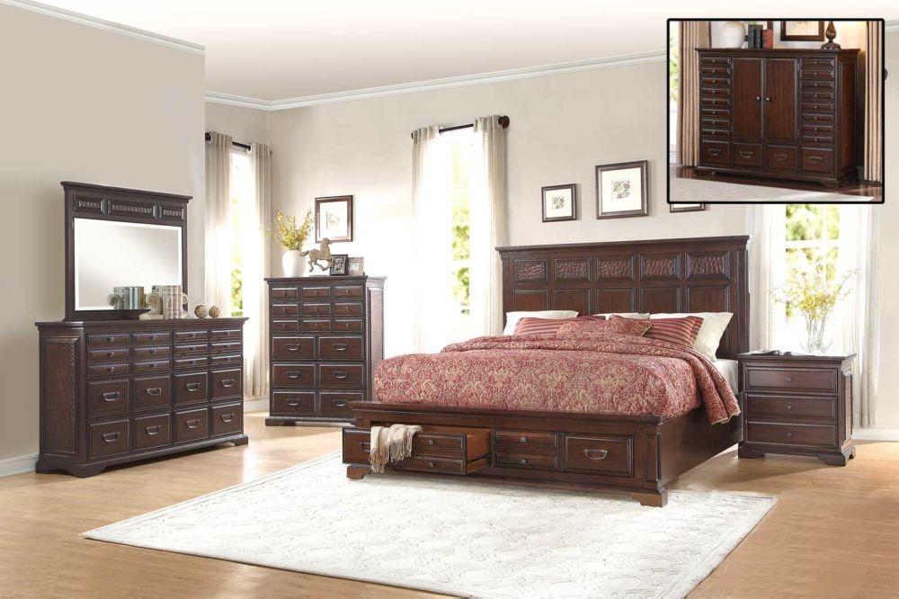 

    
Homelegance 1832K-1CK Cranfills Cherry Cal King Storage Bedroom Set 4Pcs Classic
