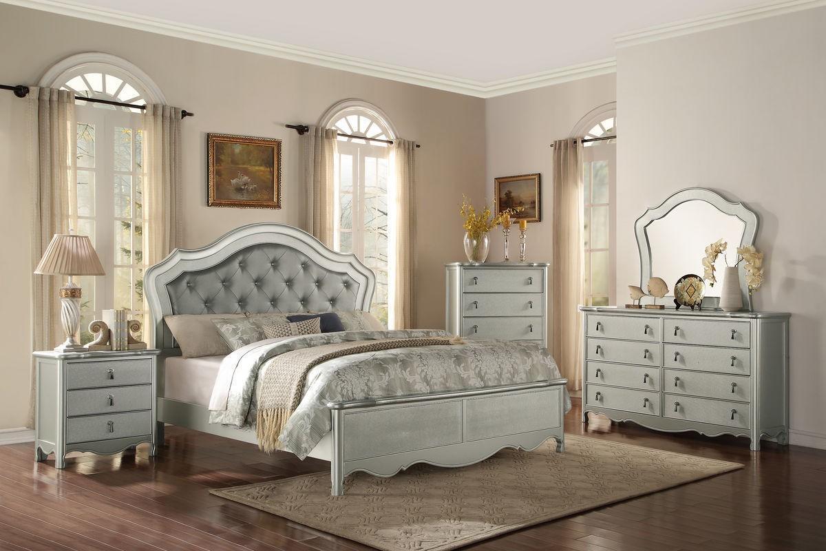 

    
Homelegance 1901-1 Toulouse Champagne Wood Queen Bedroom Set Tufted Leather 4Pcs

