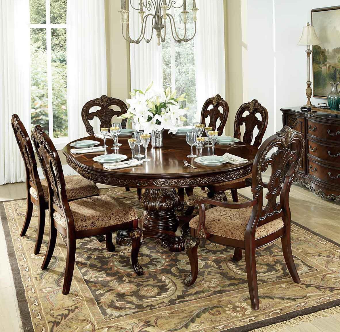 

    
Homelegance 2243-76 Deryn Park Collection Cherry Round Dining Table Set 7Pcs
