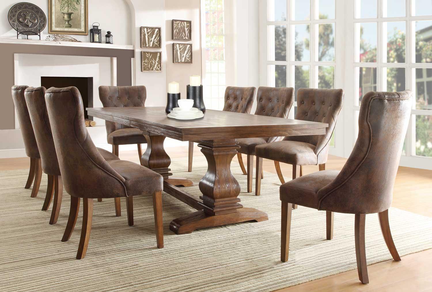 Classic, Traditional Dining Table Set Marie Louise 2526-96+2526S-Marie Louise in Oak Fabric