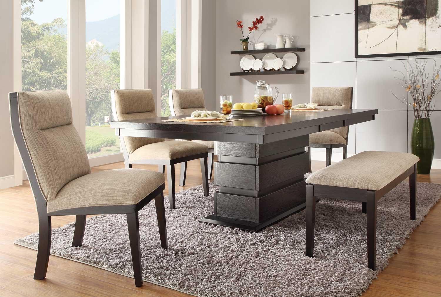 Contemporary, Modern Dining Table Set Tanager 2549-78+2549S+2549-13-Tanager in Beige, Espresso Fabric