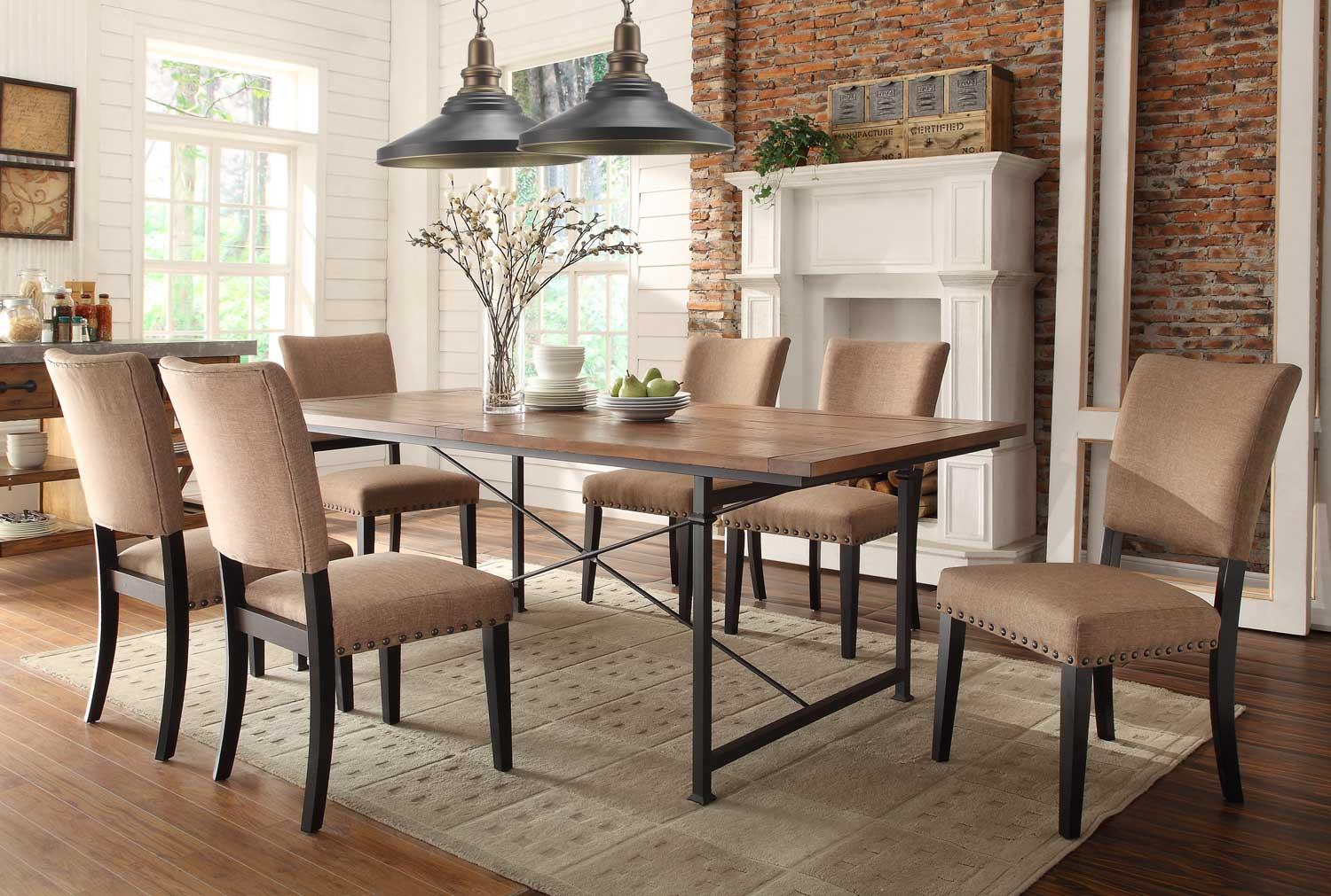 

    
Homelegance 2555-84 Derry Industrial Rustic Wood Dining Table Set 7Ps Modern
