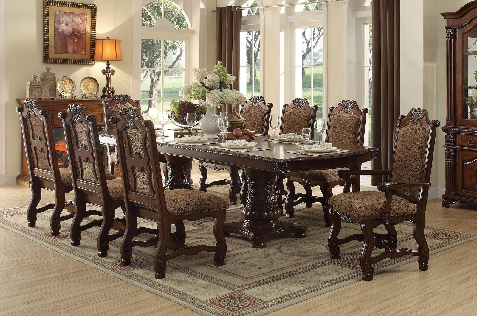 Classic, Traditional Dining Table Set Thurmont 5052-118-Set-9-Thurmont in Cherry Fabric