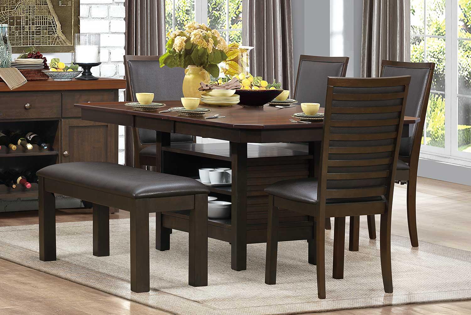 Contemporary, Modern, Traditional Dining Table Set Corliss 5136-78+5136-13+5136Sx4-Corliss in Dark Brown 