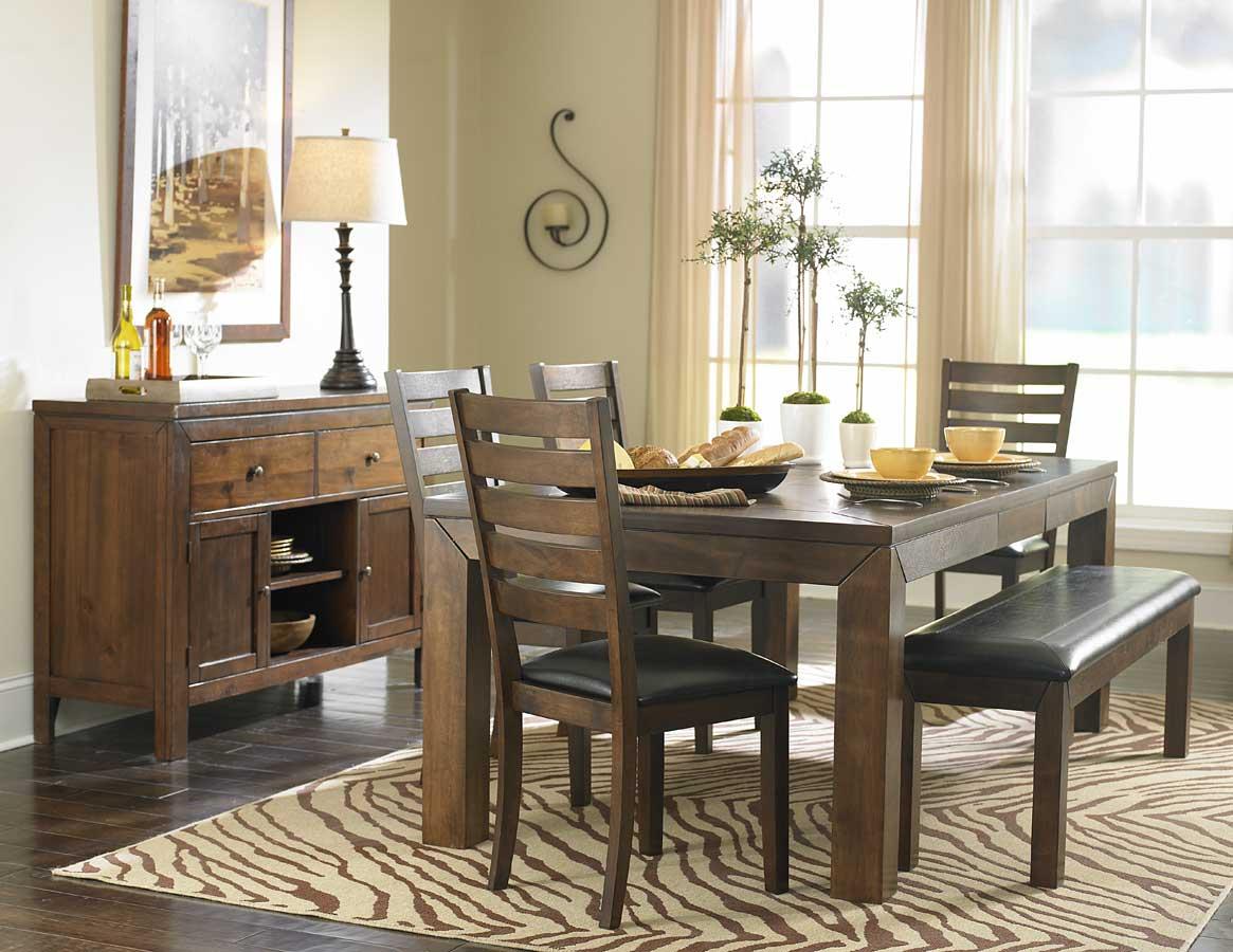 Contemporary, Traditional Dining Table Set Eagleville 5346-82-Set-6-Eagleville in Cherry, Warm Brown Vinyl