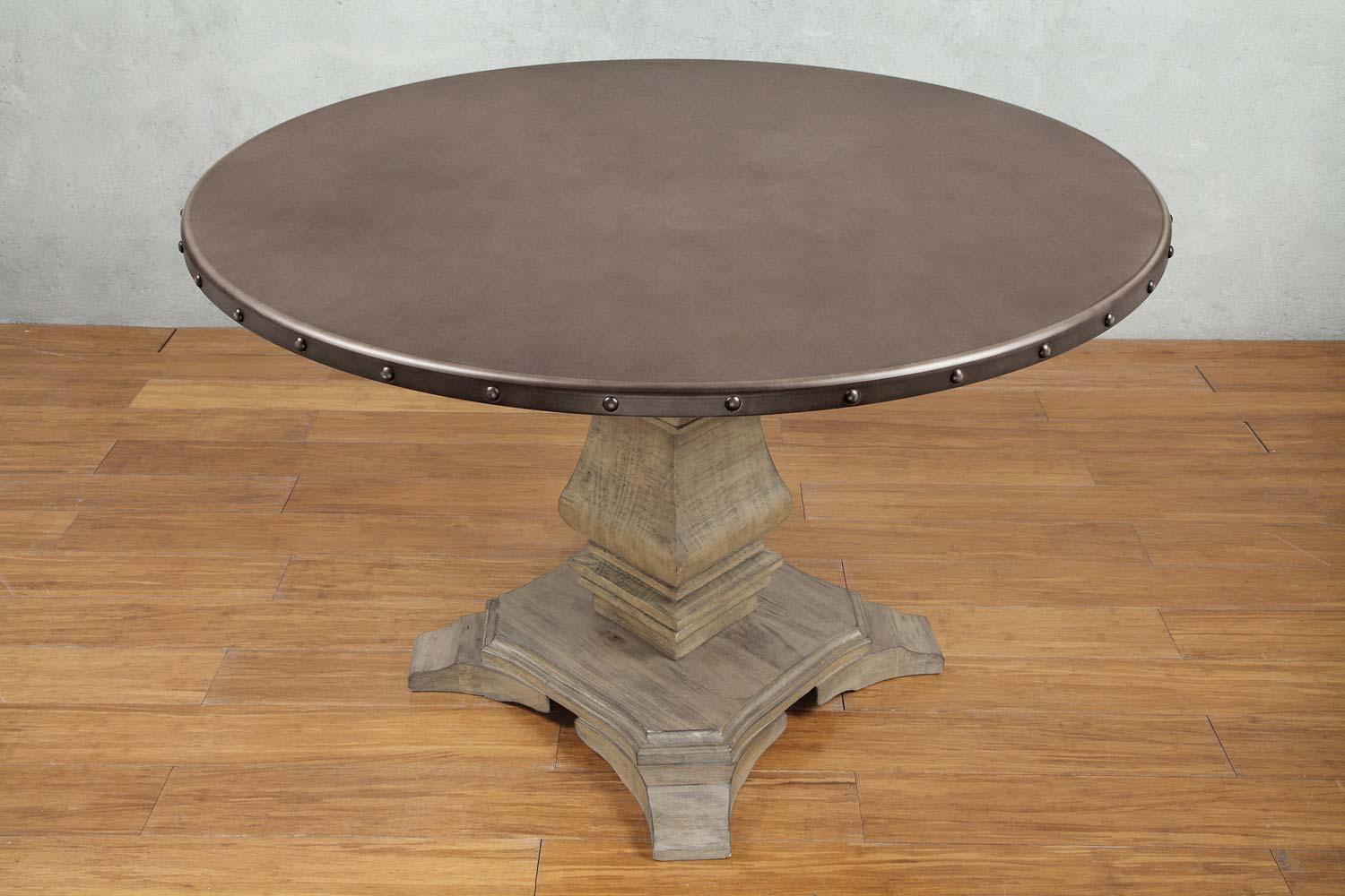 

    
Homelegance 5428-45RD Anna Claire Rustic Round Zinc Wood Dining Table Set 5Pcs
