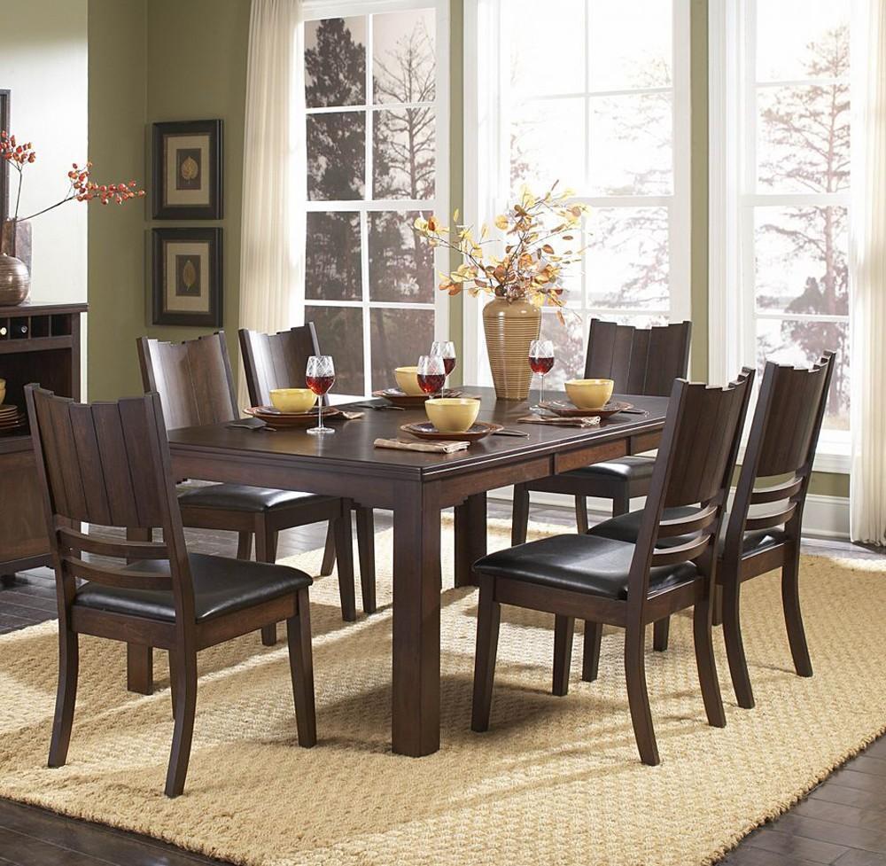 Contemporary, Modern, Traditional Dining Table Set Neeley 638+638S-set-7-Neeley in Medium Brown Vinyl