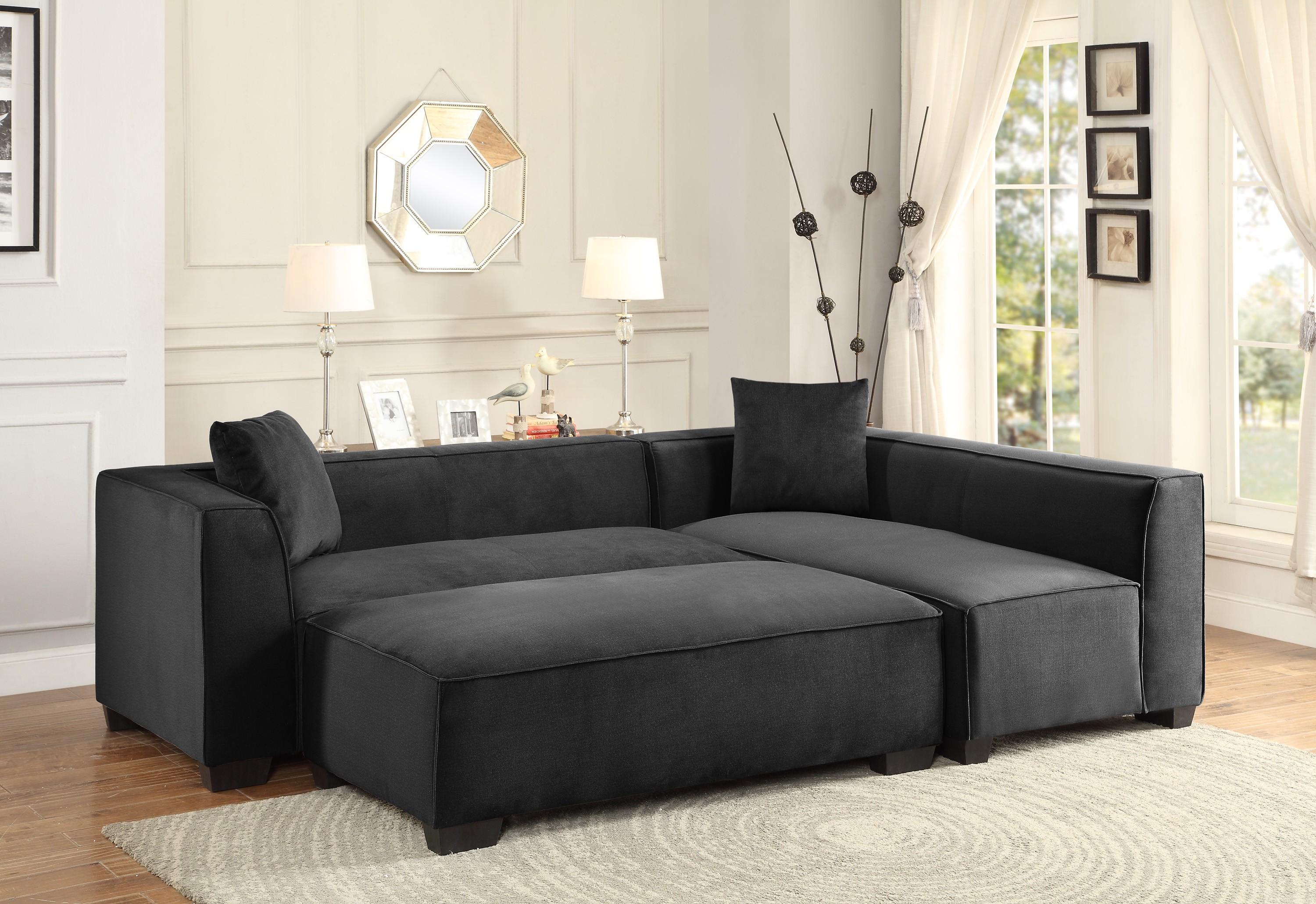 Contemporary Sectional Sofa Set Metz 8303-Set-OT-Sofa Set-3 in Dark Gray Polyester