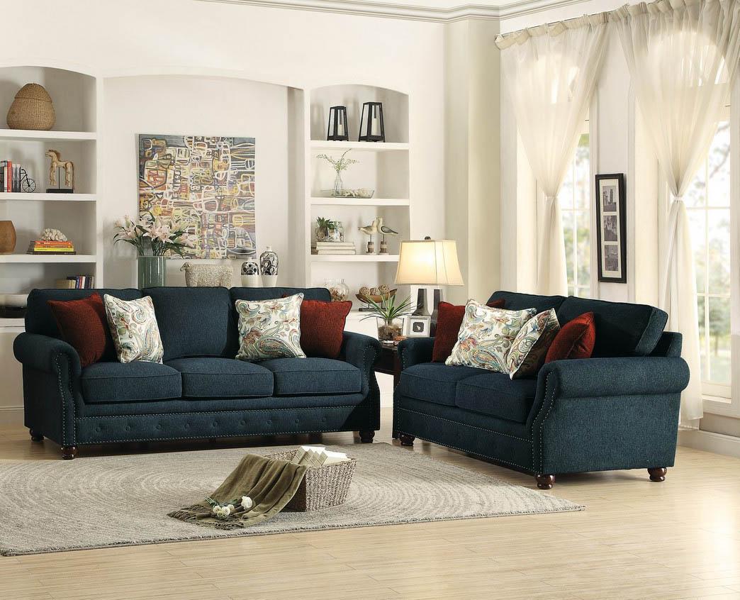 

    
Homelegance 8305FA Summerson Navy Fabric Sofa Set 2Pcs Traditional Modern
