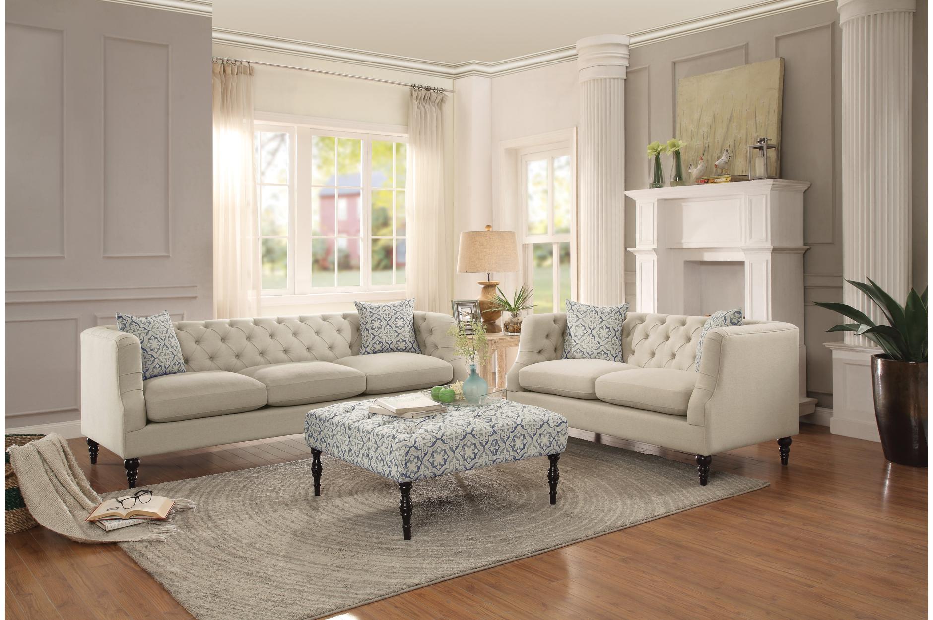 Contemporary, Casual, Transitional Sofa Set Radley 8324-324 in Beige Fabric