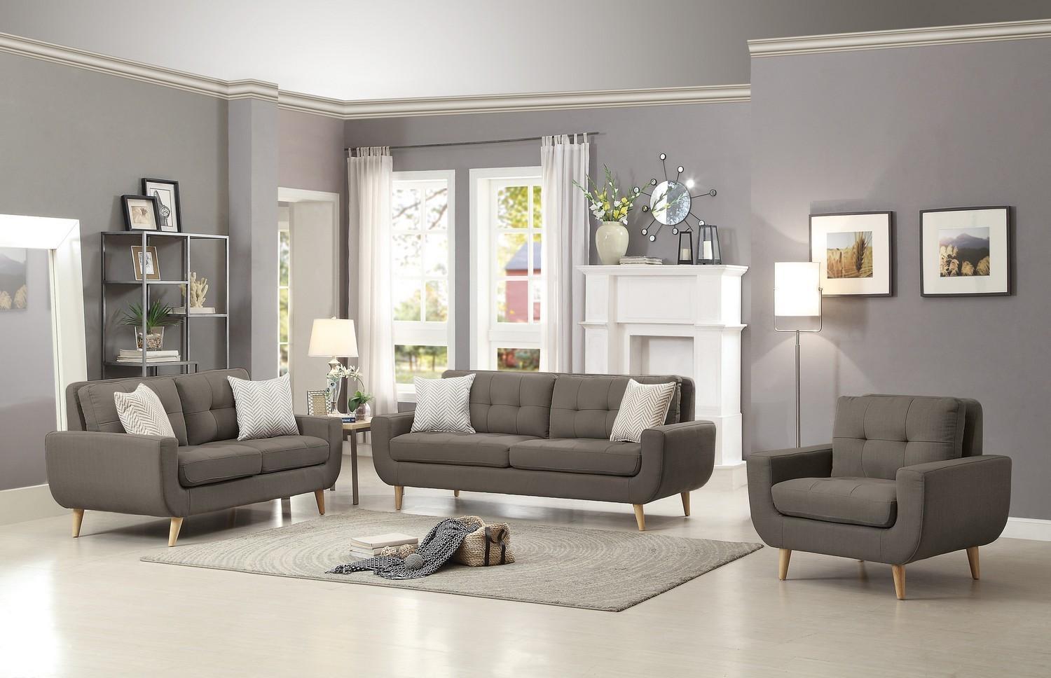 Classic, Traditional Sofa Set Deryn 8327GY-3+2+1 in Gray Fabric
