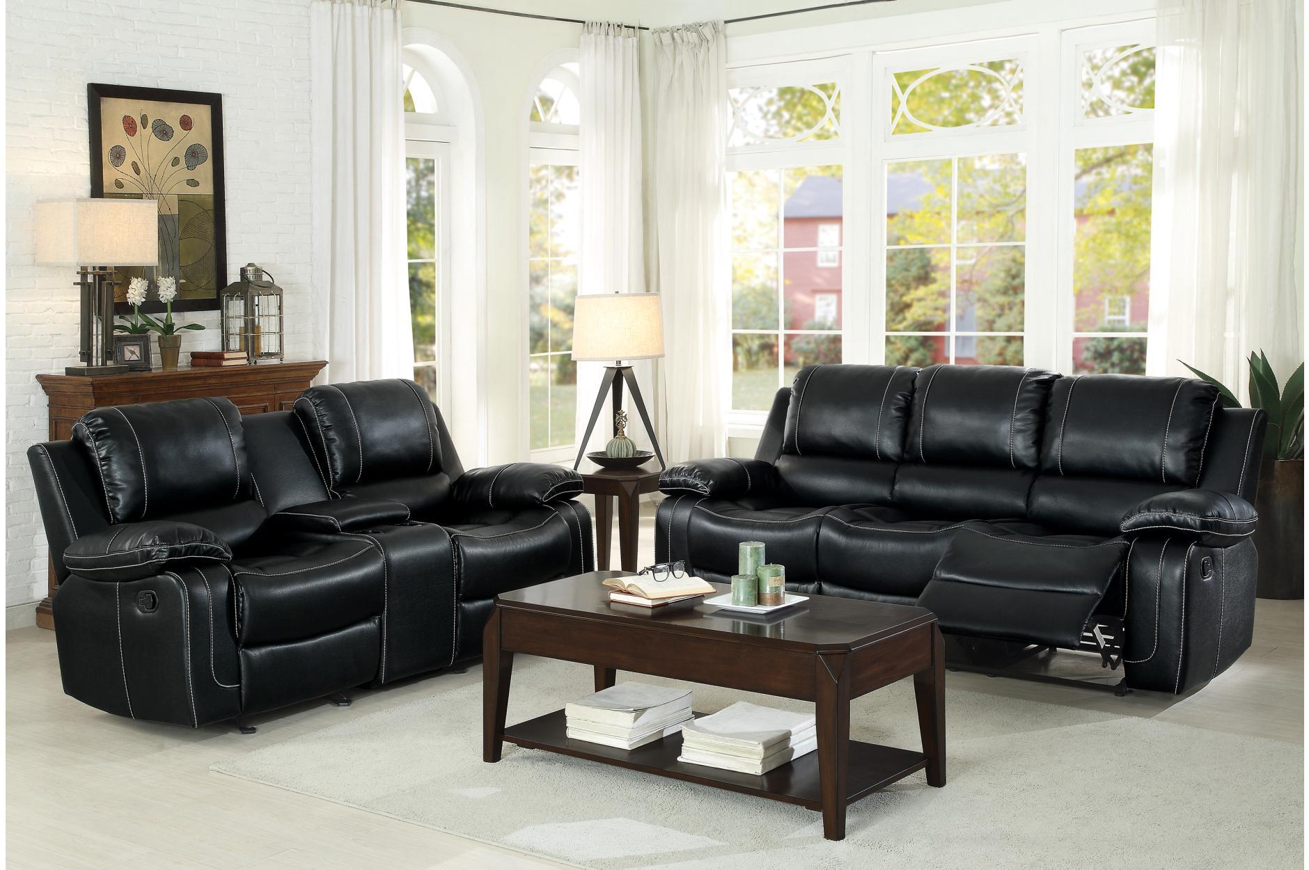 

        
Homelegance Oriole Reclining Sofa and Loveseat Black Faux Leather 00782359385105
