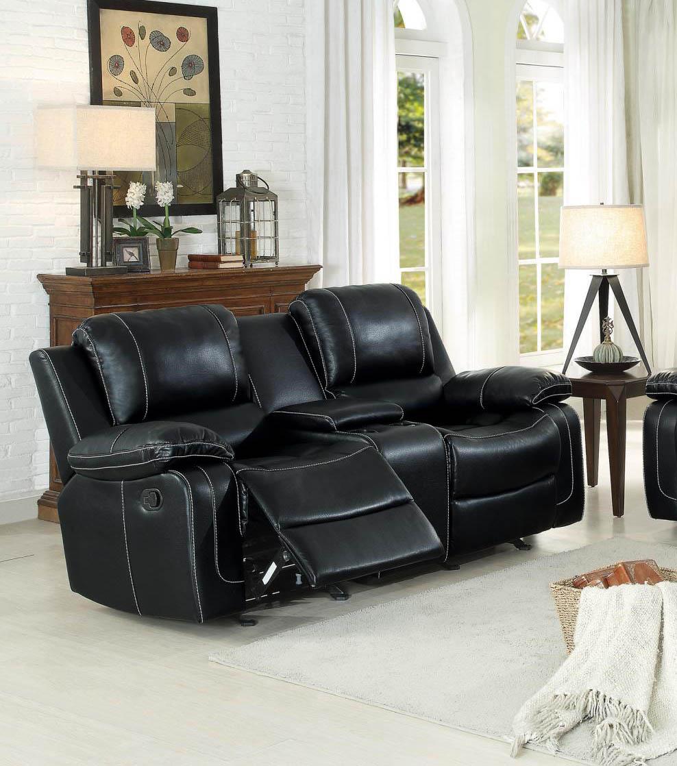 

    
Homelegance 8334BLK Oriole Black Aire Hyde Double Glider Reclining Sofa Set 2Pcs
