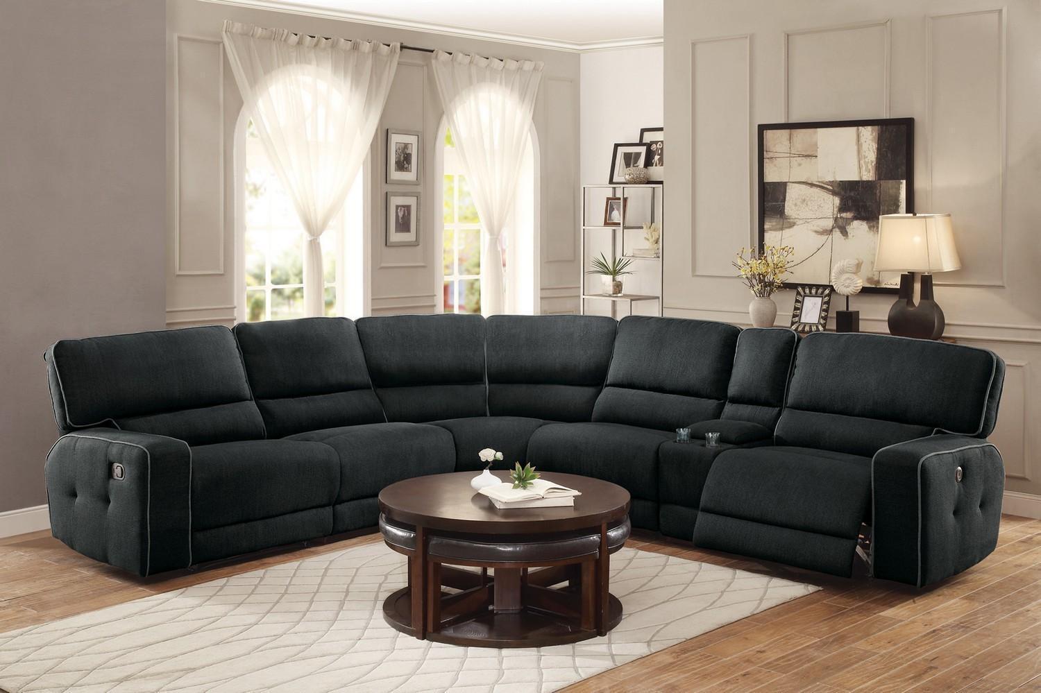 

    
Homelegance 8336 Keamey Dark Grey Fabric Reclining Sectional Sofa Set
