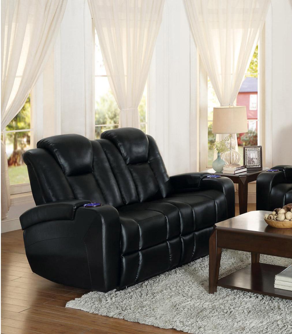 Contemporary, Modern Loveseat Madoc 8444BLK-2PW Madoc in Black Faux Leather