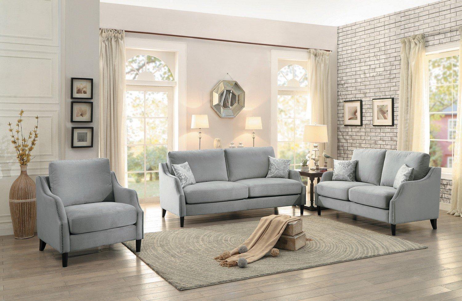 

    
Homelegance 8479 Banburry Grey Fabric Sofa Set 3Pcs Contemporary Traditional
