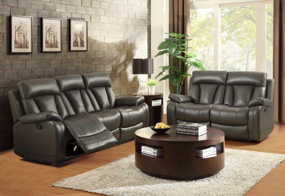Modern Recliner Sofa Set Ackerman 8500GRY-SL in Gray Bonded Leather