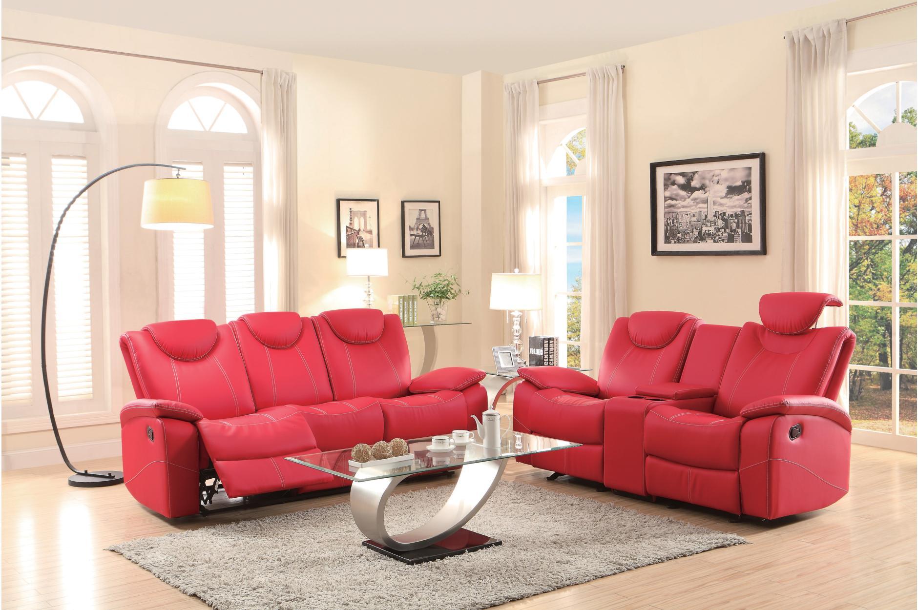 Contemporary, Modern Recliner Sofa Set Talbot 8524RD-SL-Set-2 in Red Bonded Leather