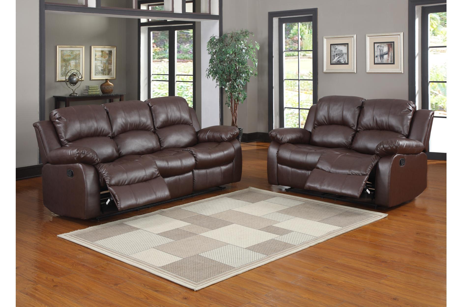 

    
Homelegance 9700BRW-3 Granley Brown Bonded Leather Reclining Sofa Set 2Ps Modern
