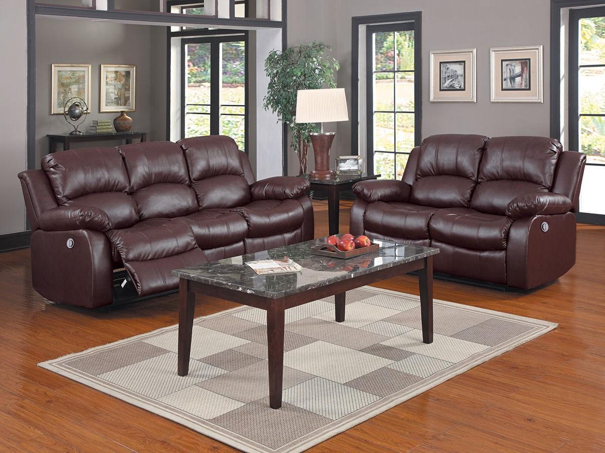 Contemporary, Modern Recliner Sofa Set Granley Granley 9700BRW-PW-SL-Set-2 in Brown Bonded Leather