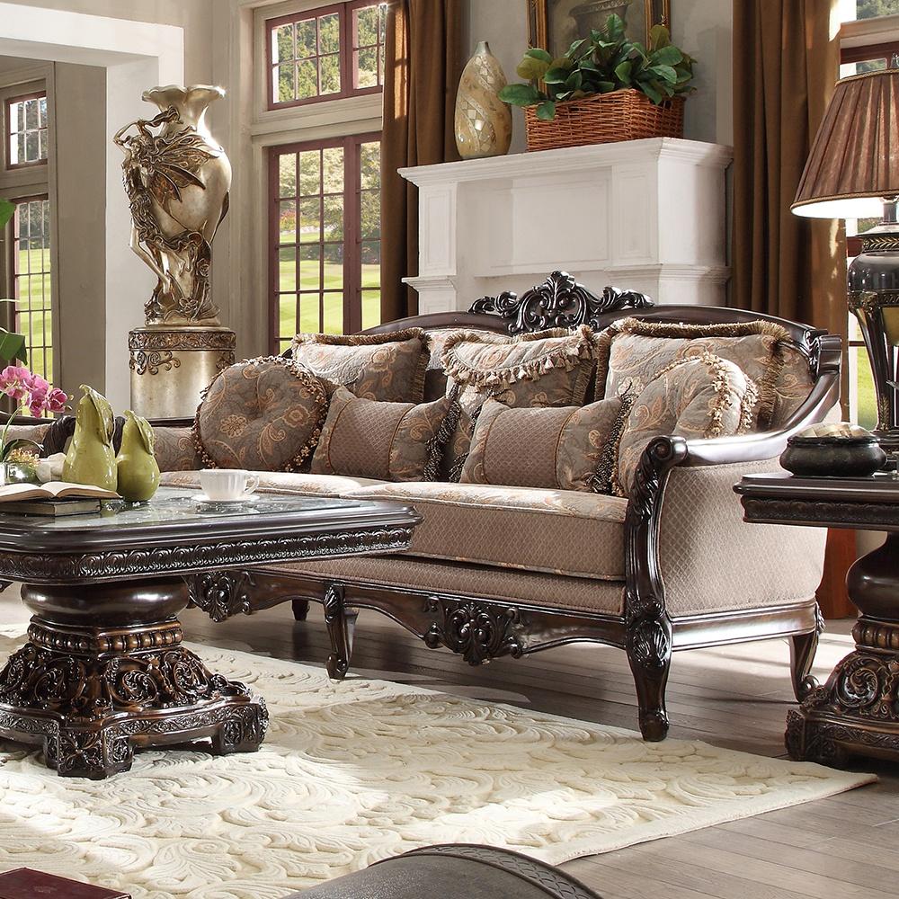 

    
Victorian Style Sofa Set in Mahogany 4Pcs w/ Coffee Table Homey Design HD-09
