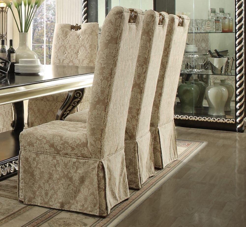 

    
Homey Design HD-1208 European Luxury Rich Beige Fabric Dining Side Chairs Set 2Pcs
