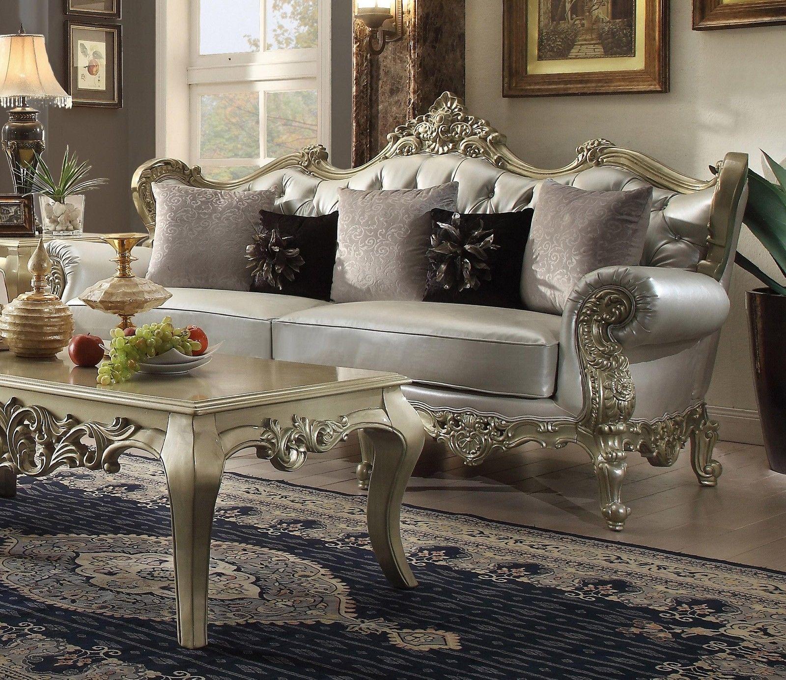 

    
Belle Silver Victorian Sofa Traditional Homey Design HD-13006
