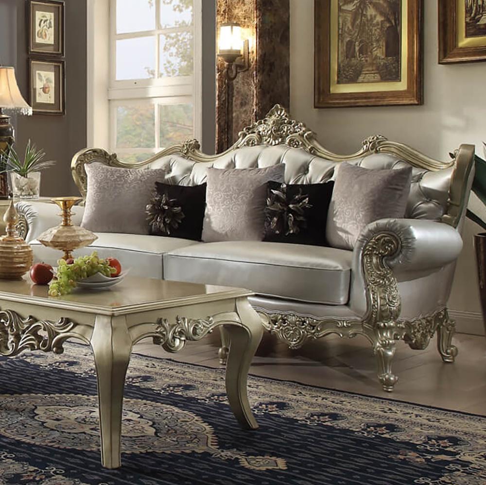 

    
Belle Silver Victorian Sofa Traditional Homey Design HD-13006
