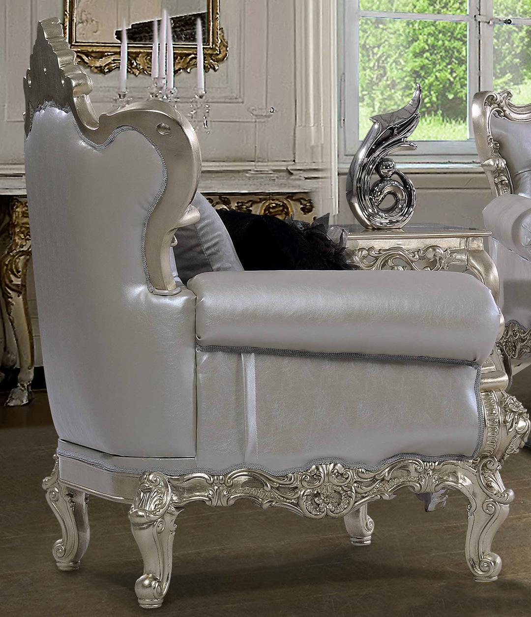 

    
Belle Silver Victorian Armchair Traditional Homey Design HD-13006
