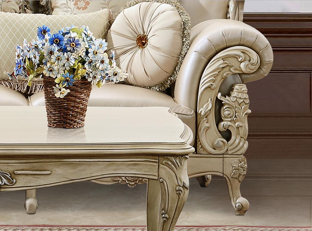 

    
 Order  Plantation Cove White Leather Sofa Set 4Pcs w/ Coffee Table Traditional Homey Design HD-32
